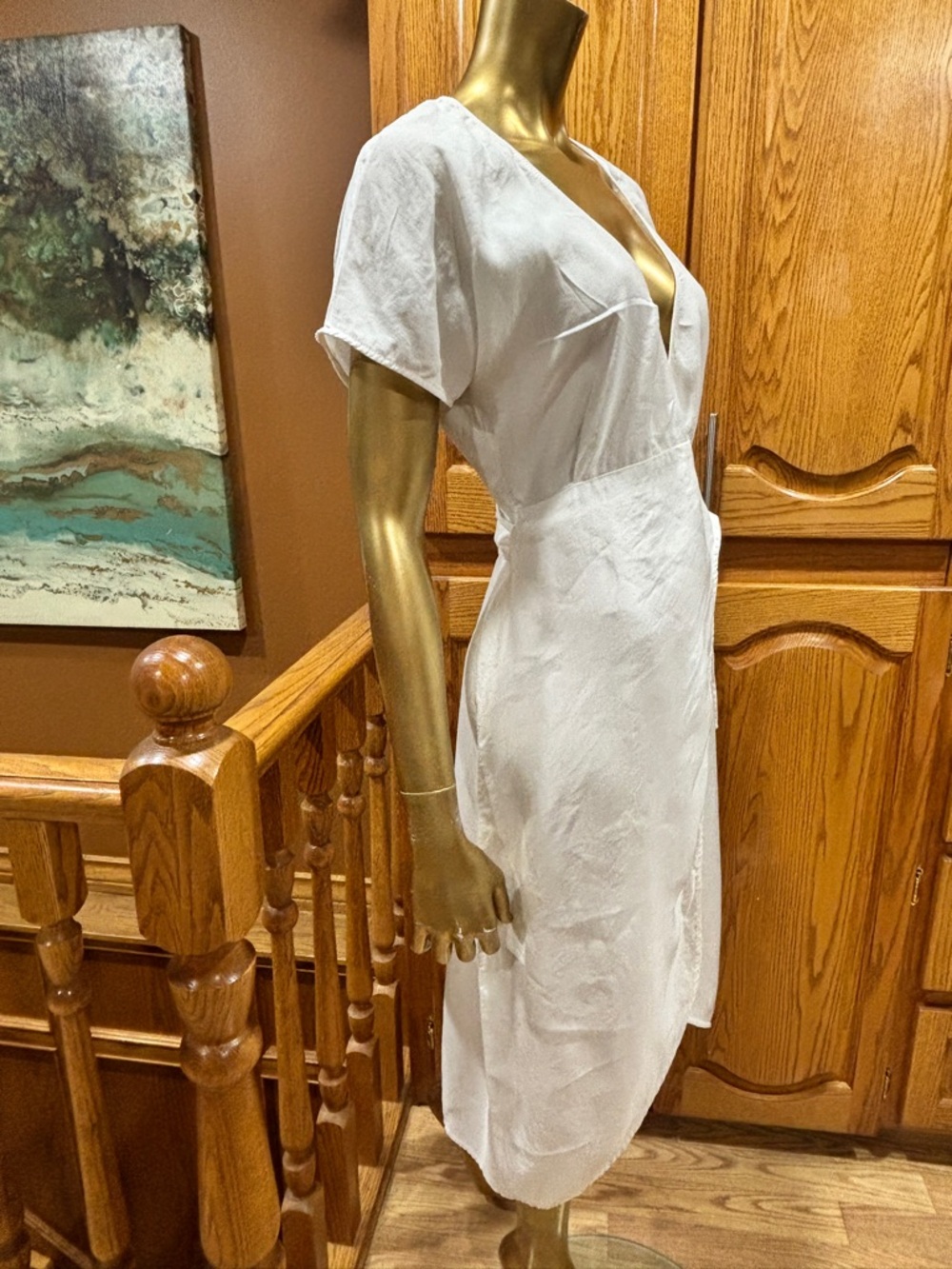 Wilfred White Wrap Midi Dress with Side Tie - Picture 5 of 10